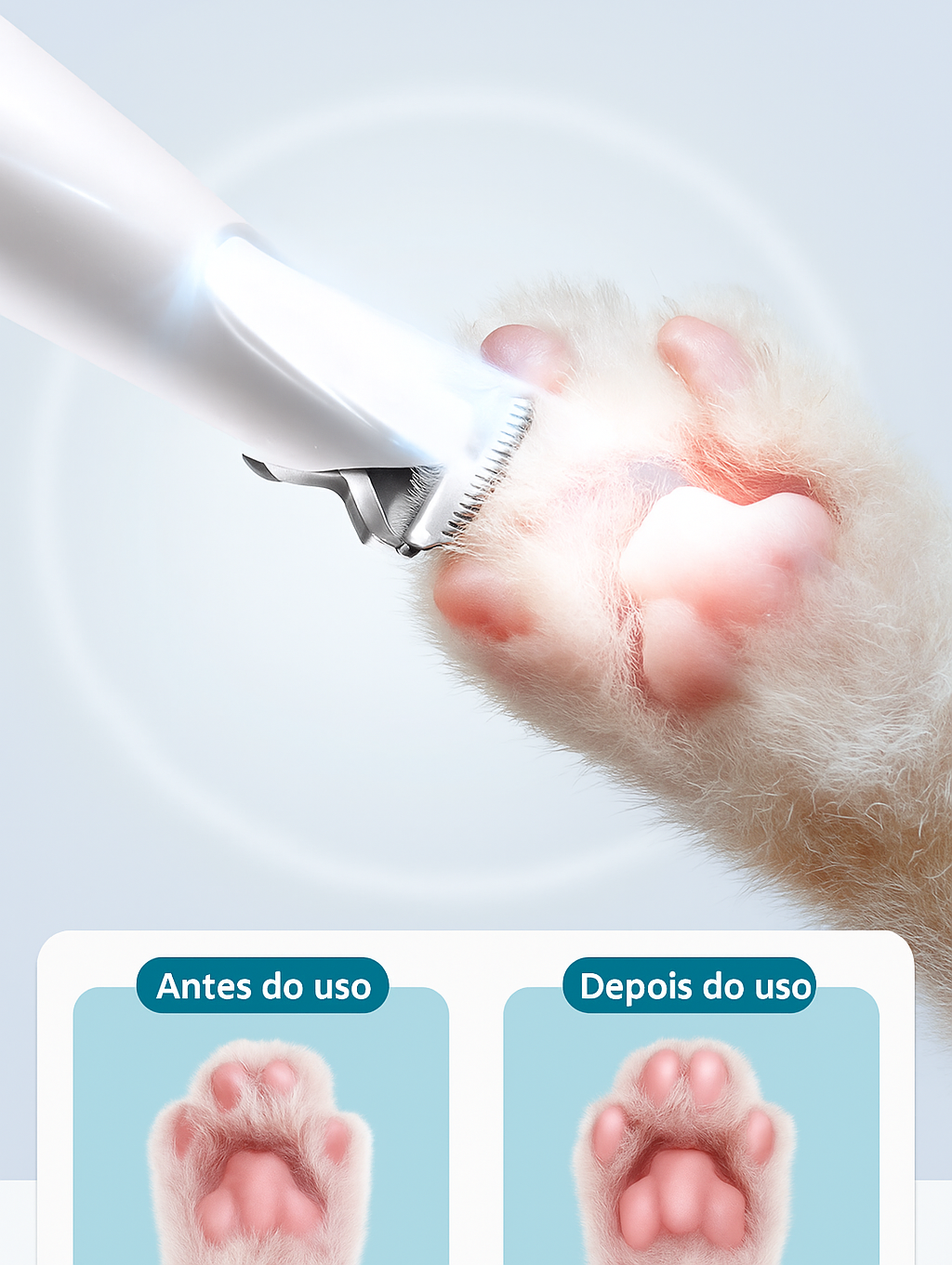 Aparador e Lixador 2 em 1 Pet Pelos Display LED Suprime