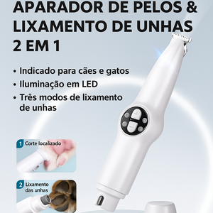 Aparador e Lixador 2 em 1 Pet Pelos Display LED Suprime