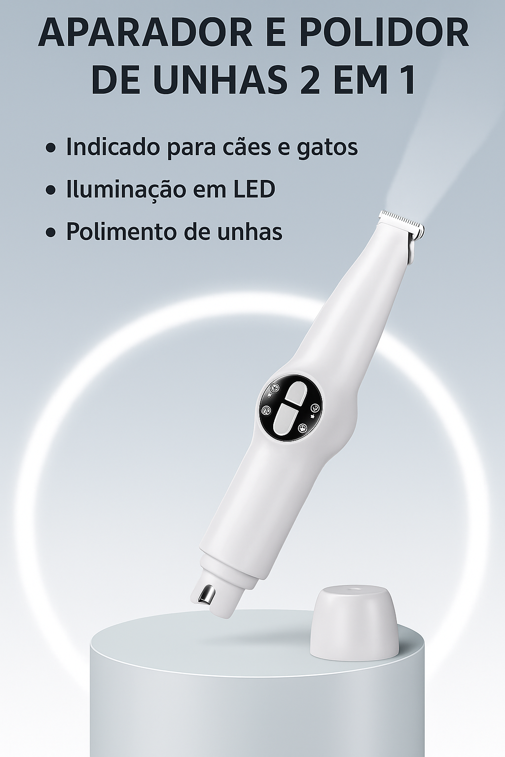 Aparador e Lixador 2 em 1 Pet Pelos Display LED Suprime