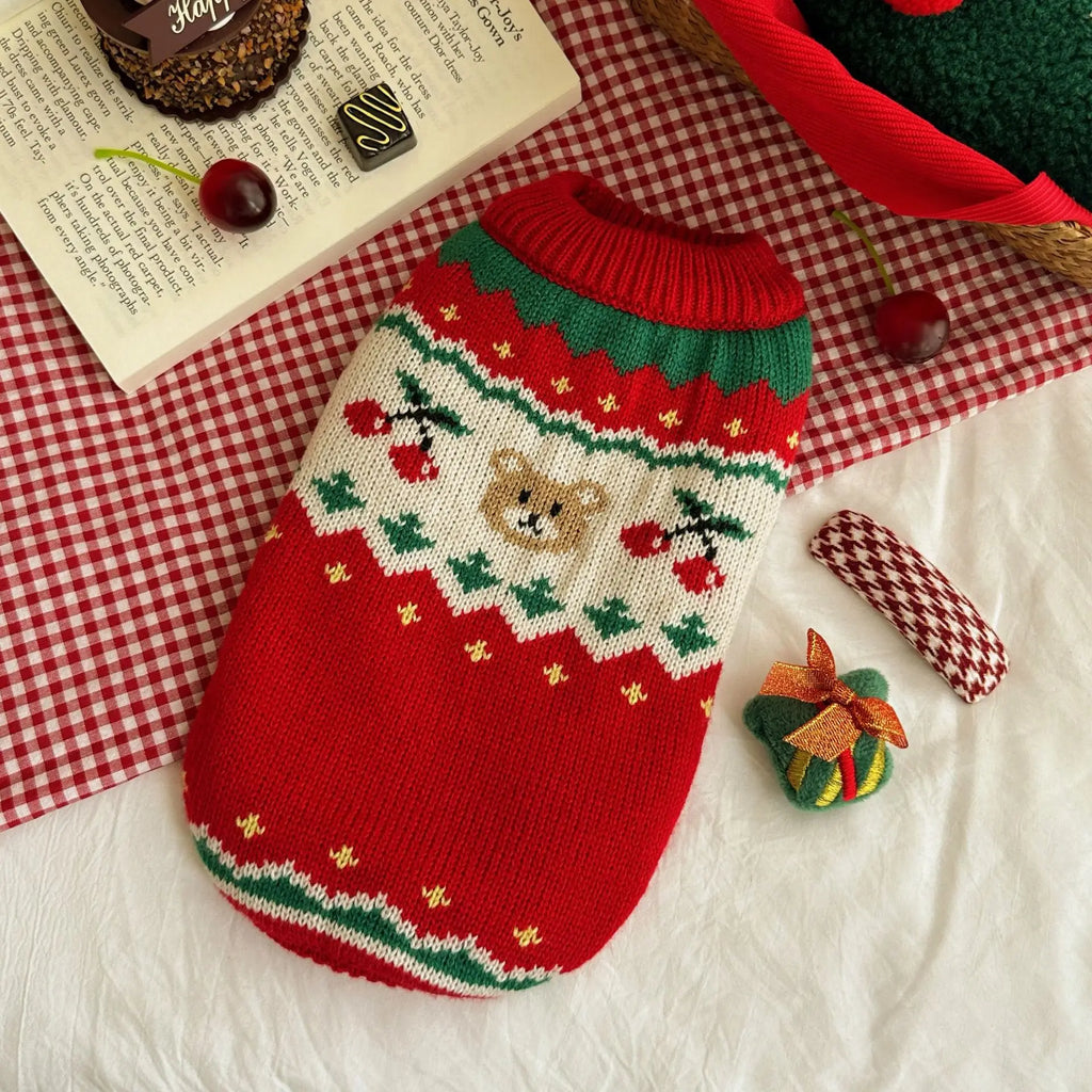 Tricot Pet Cherry Christmas