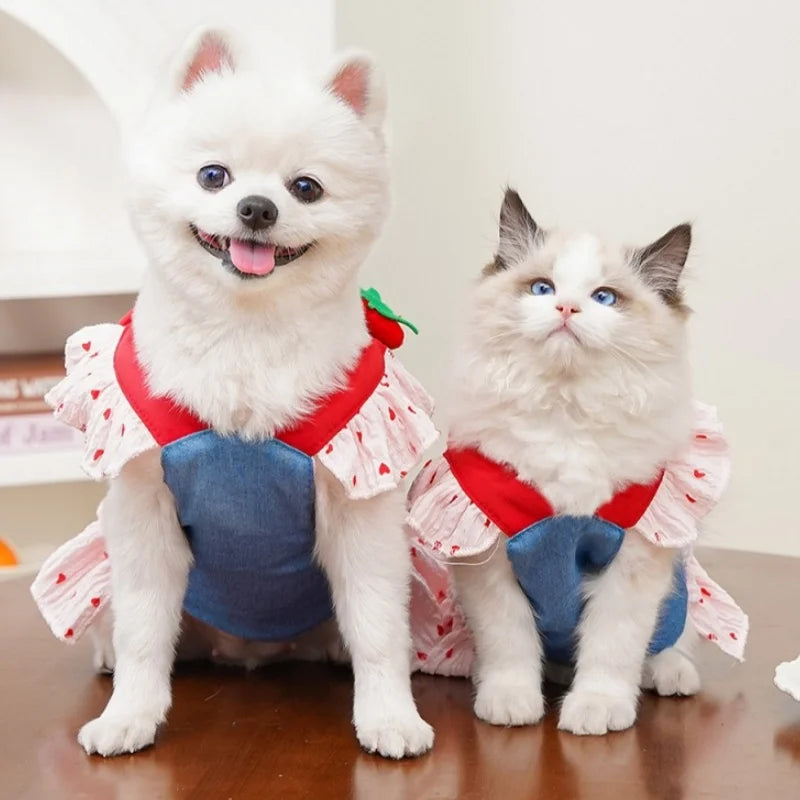 Vestido/Coleira & Guia Pet Moranguinho