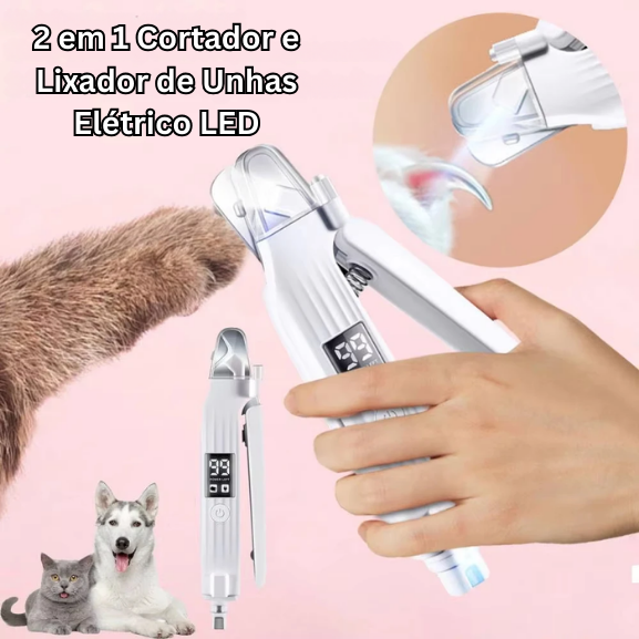 Cortador de Unha Pet e Lixador Elétrico LED Hait