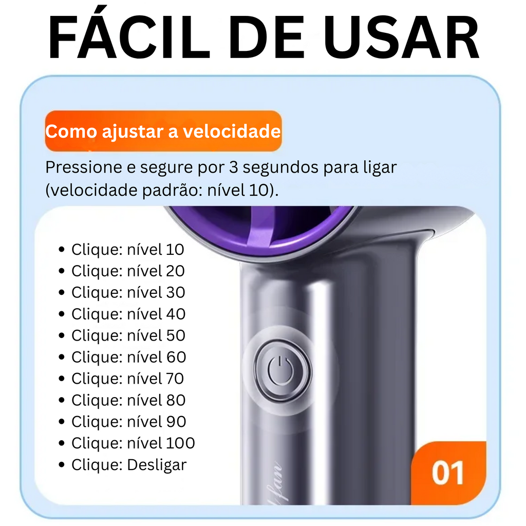 Seca Pet Portátil Silencioso USB Vento Sopro Mágico