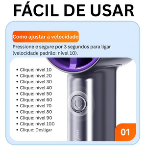 Seca Pet Portátil Silencioso USB Vento Sopro Mágico