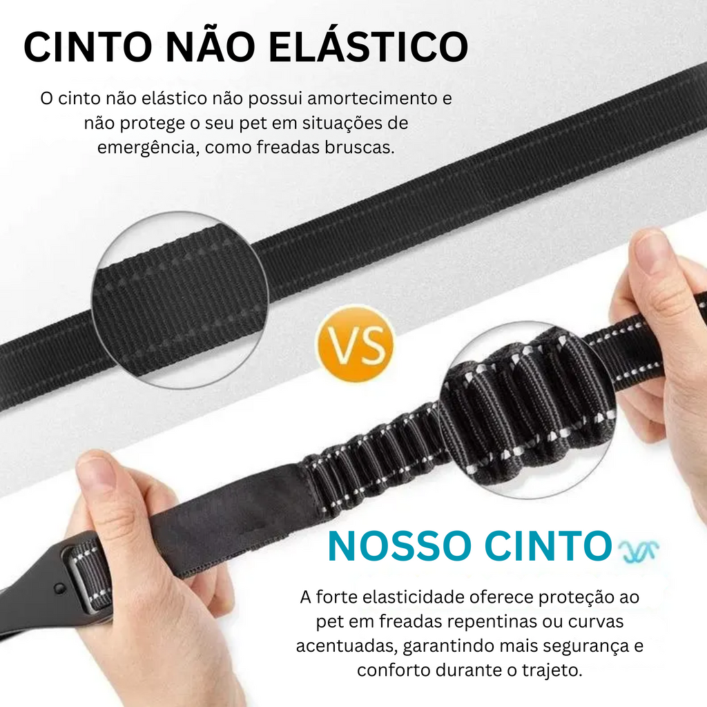 Cinto de Segurança SeguraPet 2 em 1 (Fivela Padrão + Gancho ISOFIX)