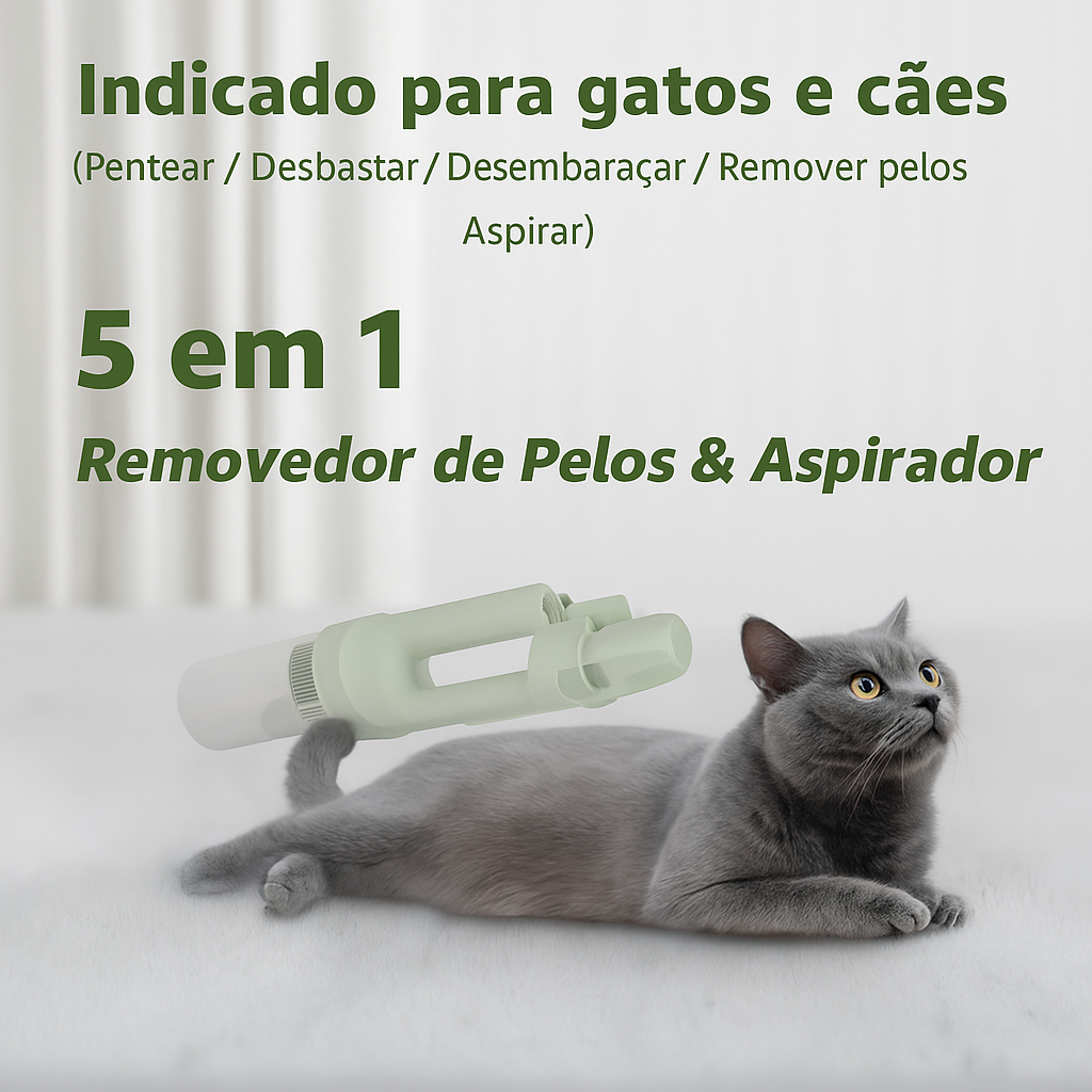 Escova 5 em 1 Remove Pelos & Aspira PetClean Pro